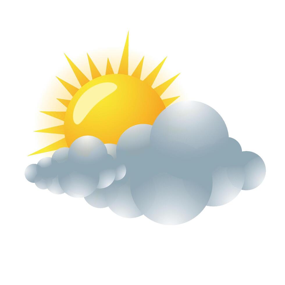 Wetter Prognose teilweise wolkig Symbol im Farbe. Meteorologie bedeckt vektor