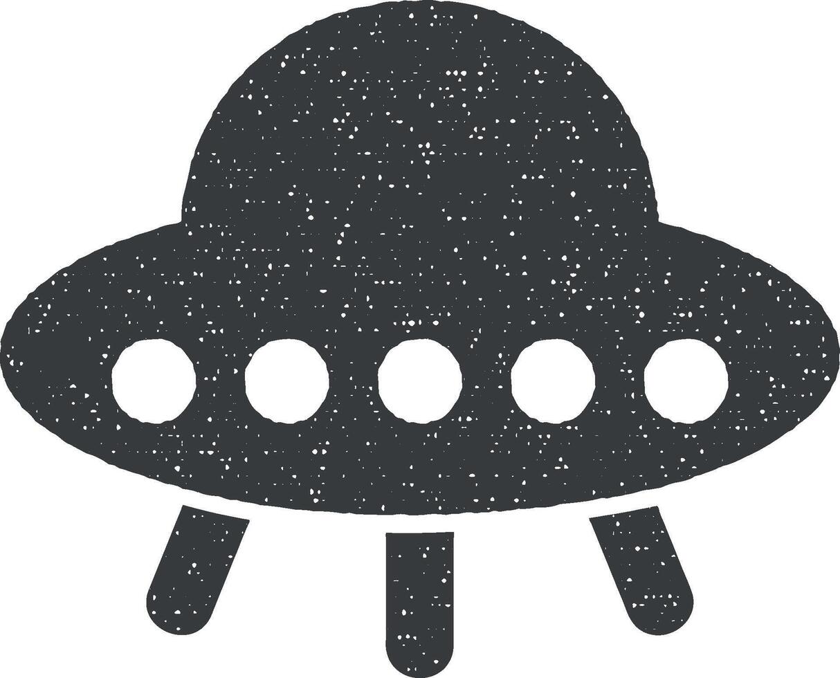 flygande, ufo, tallrik vektor ikon illustration med stämpel effekt