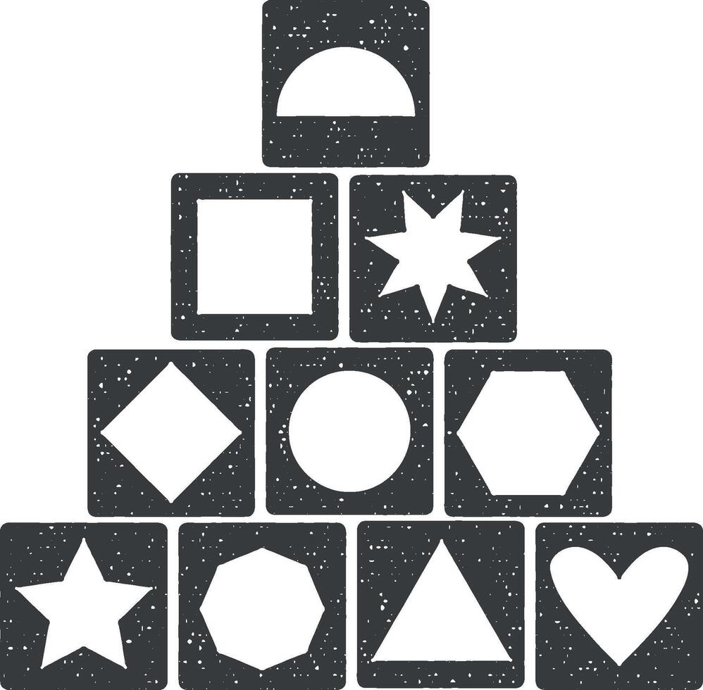 hölzern Block Gebäude Spiel Vektor Symbol Illustration mit Briefmarke bewirken