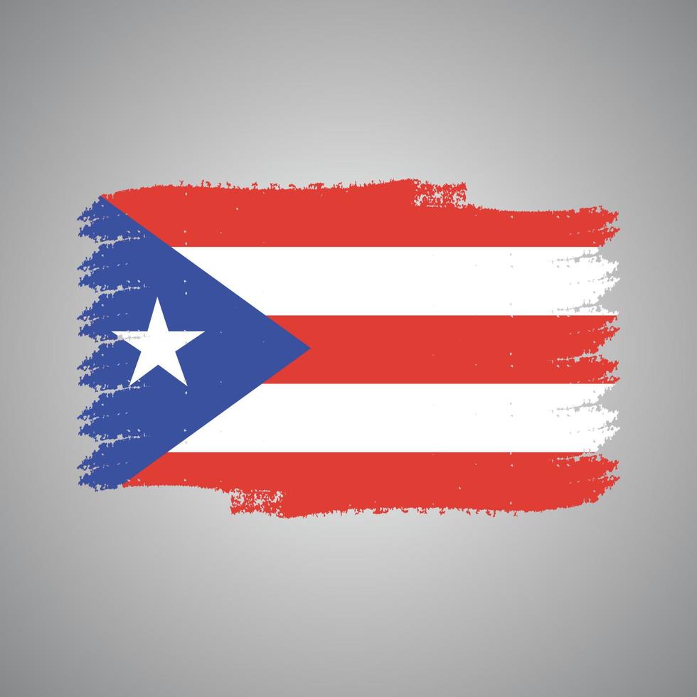 puerto rico flagge mit aquarell gemaltem pinsel vektor