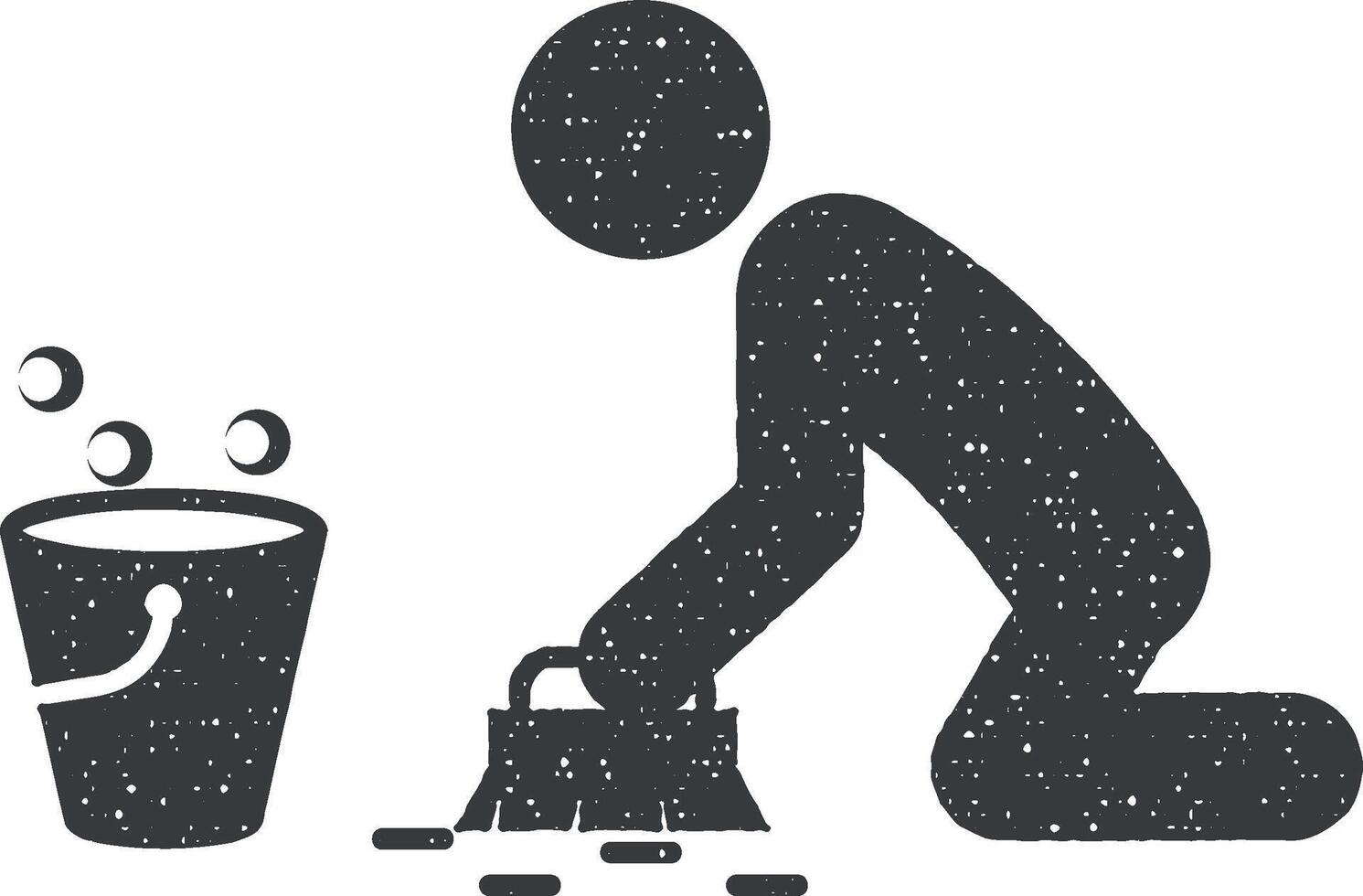 Mann Waschen Vektor Symbol Illustration mit Briefmarke bewirken