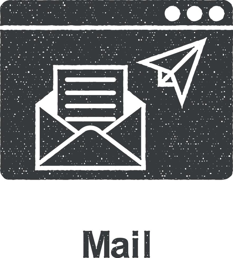 online Marketing, Mail Vektor Symbol Illustration mit Briefmarke bewirken