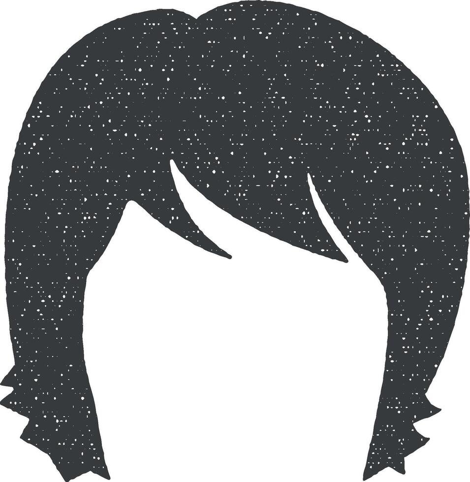 Haar, Frau, Haarschnitt Shag Vektor Symbol Illustration mit Briefmarke bewirken