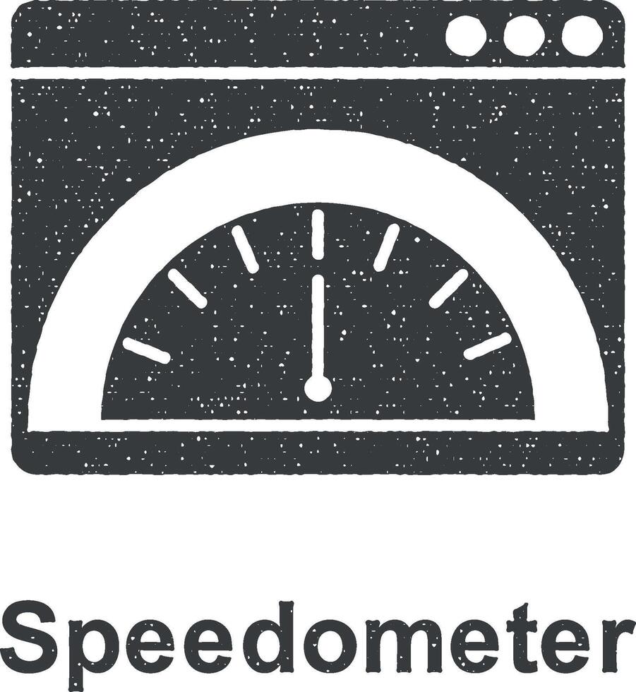 online Marketing, Tachometer Vektor Symbol Illustration mit Briefmarke bewirken