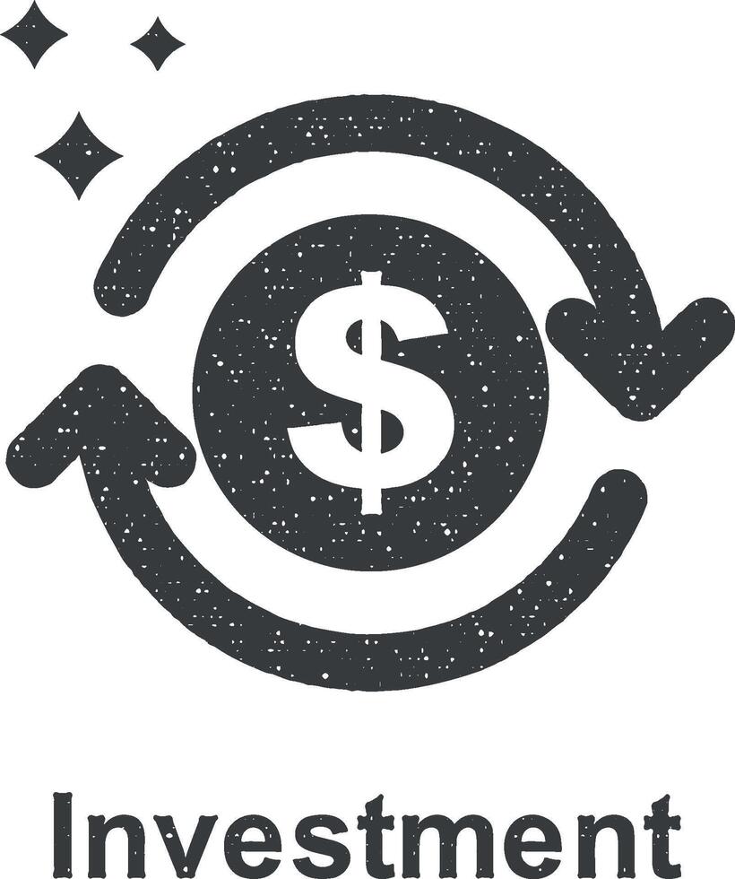 online Marketing, Investition Vektor Symbol Illustration mit Briefmarke bewirken