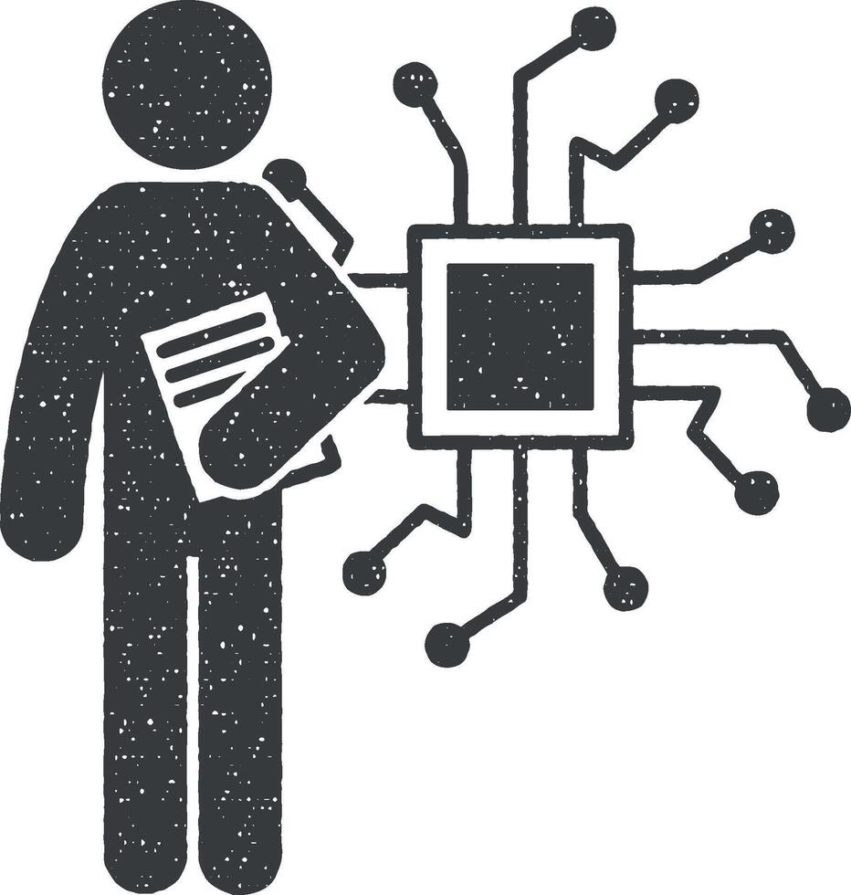 man med elektrisk grad vektor ikon illustration med stämpel effekt