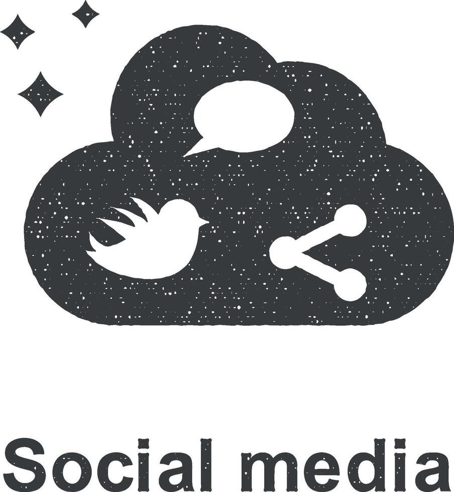 online Marketing, Sozial Medien Vektor Symbol Illustration mit Briefmarke bewirken