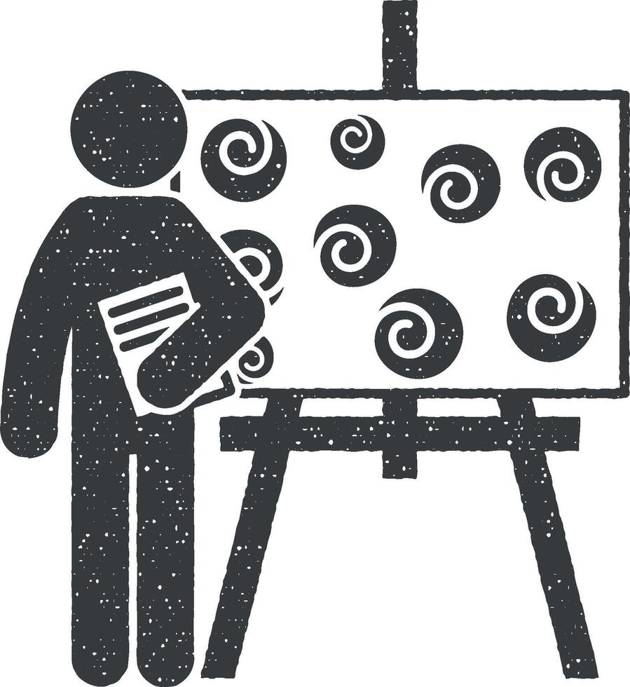 Mann mit Kunst Grad Vektor Symbol Illustration mit Briefmarke bewirken