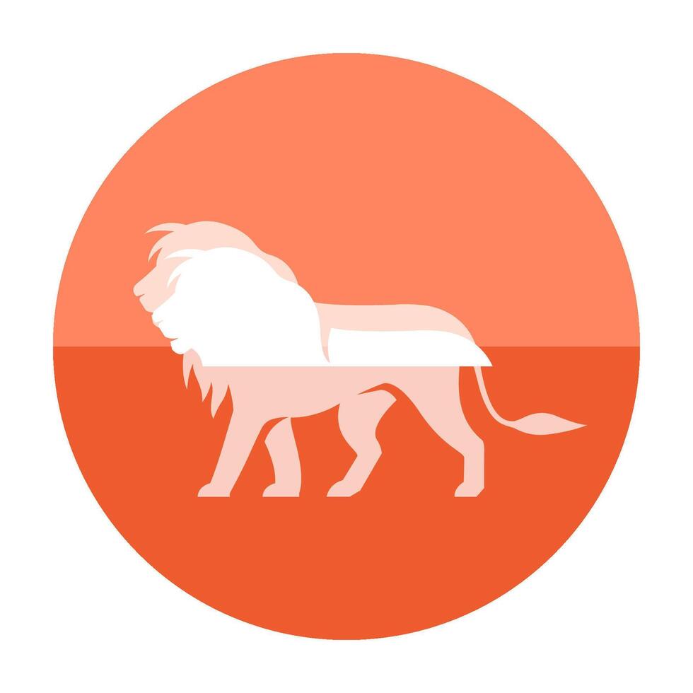 Löwe Symbol im eben Farbe Kreis Stil. Säugetier Fleischfresser Zoo vektor