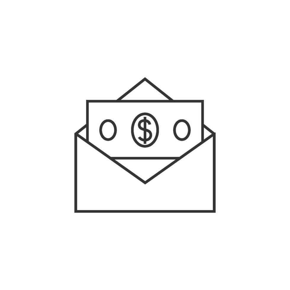 pengar kuvert ikon i tunn översikt stil vektor