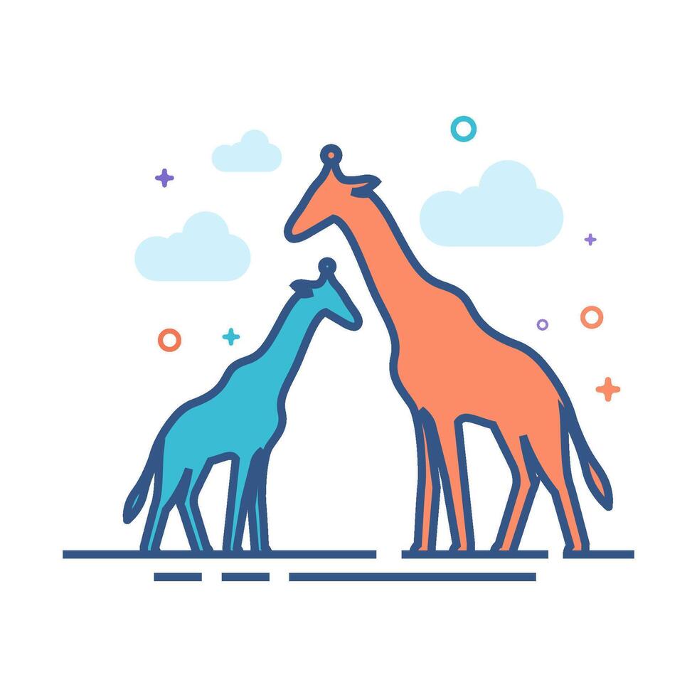 giraff ikon platt Färg stil vektor illustration