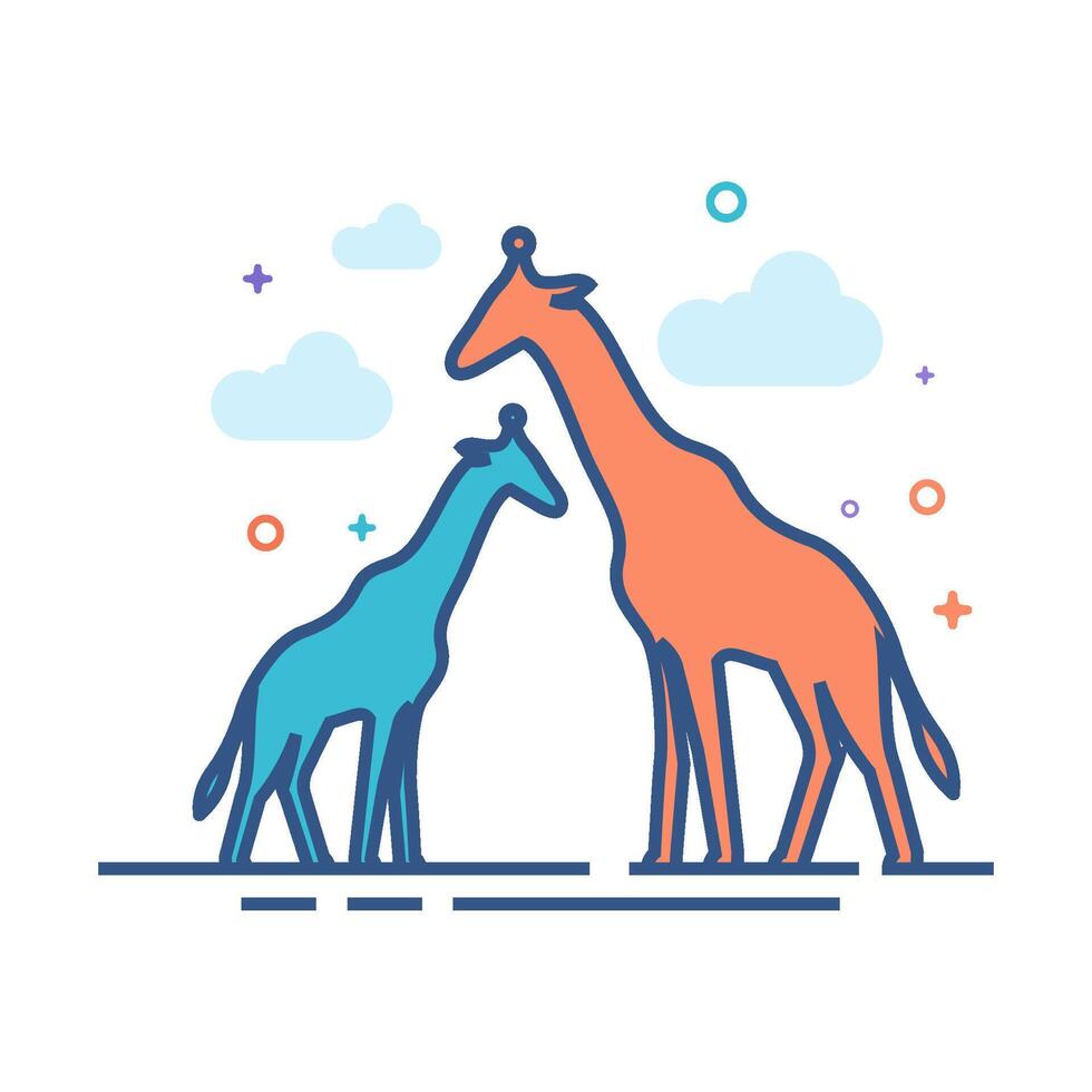 Giraffe Symbol eben Farbe Stil Vektor Illustration