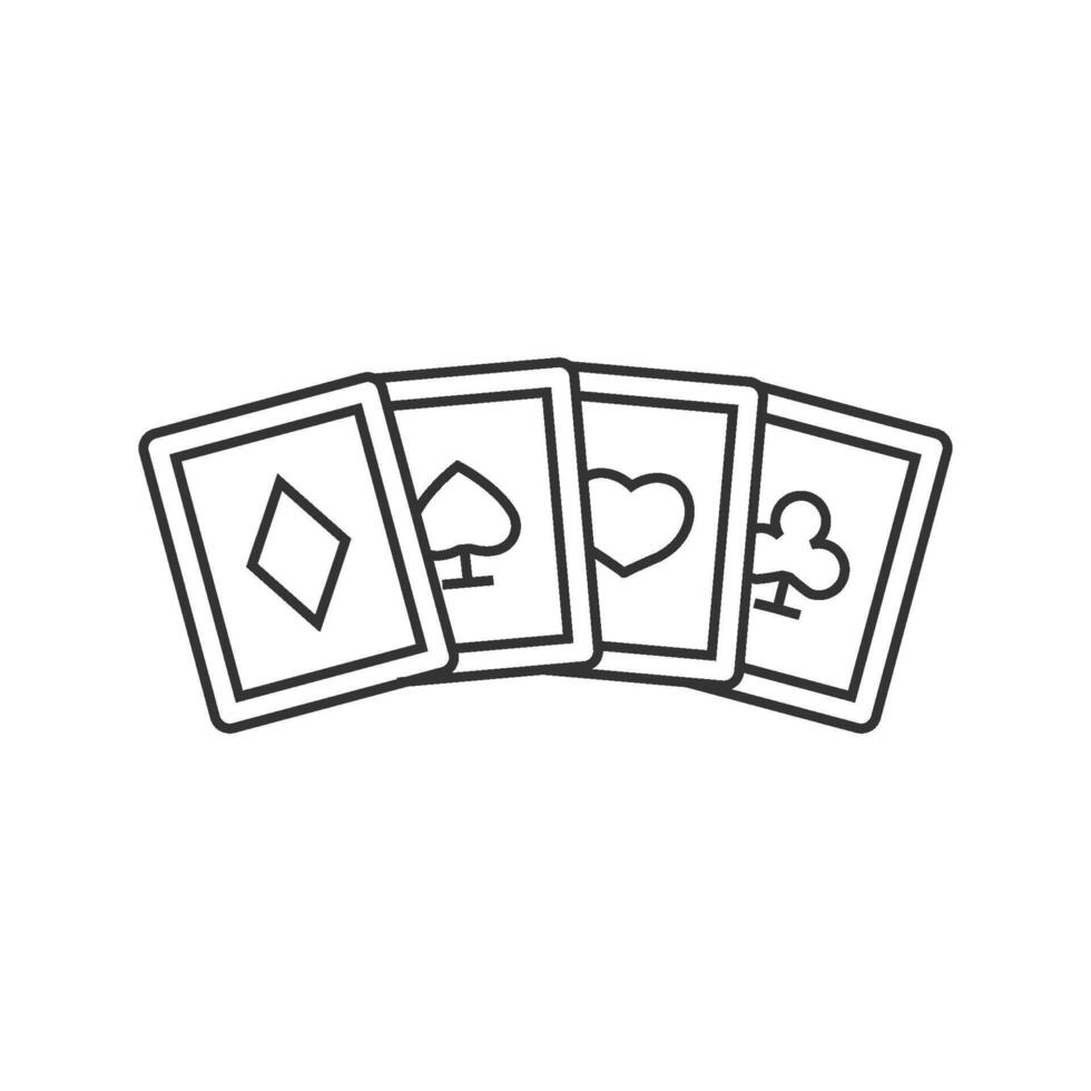 spielen Karten Symbol im dünn Gliederung Stil vektor