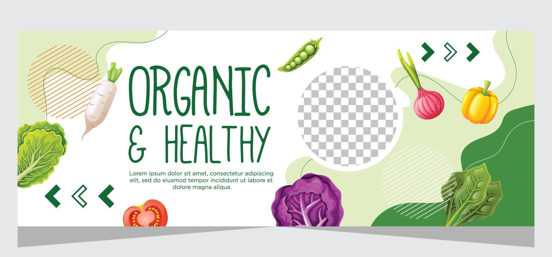 gesund Vegetarier Essen Banner Vorlage Design vektor