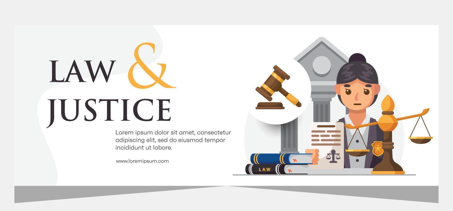 Gesetz und Gerechtigkeit Vorlage Banner Design. Prämie Banner Vorlage vektor