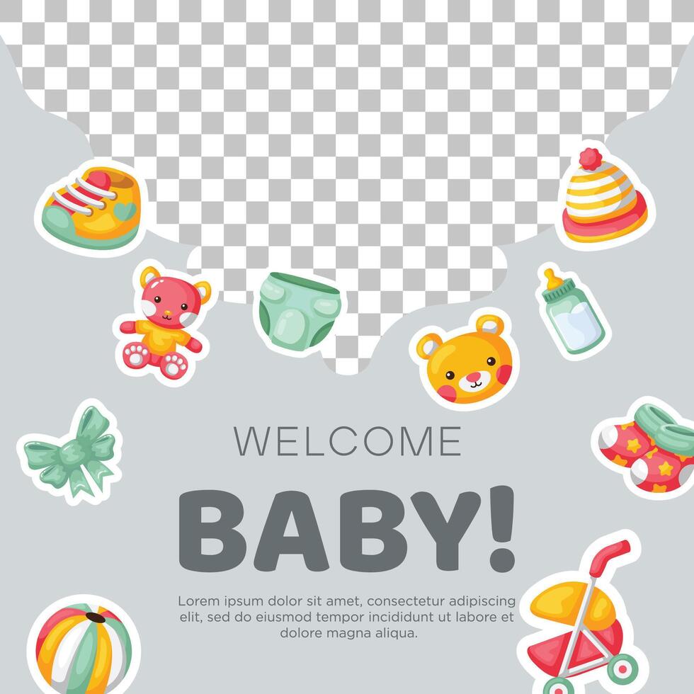 Vorlage Hand gezeichnet Baby Ankündigung Hintergrund Design vektor
