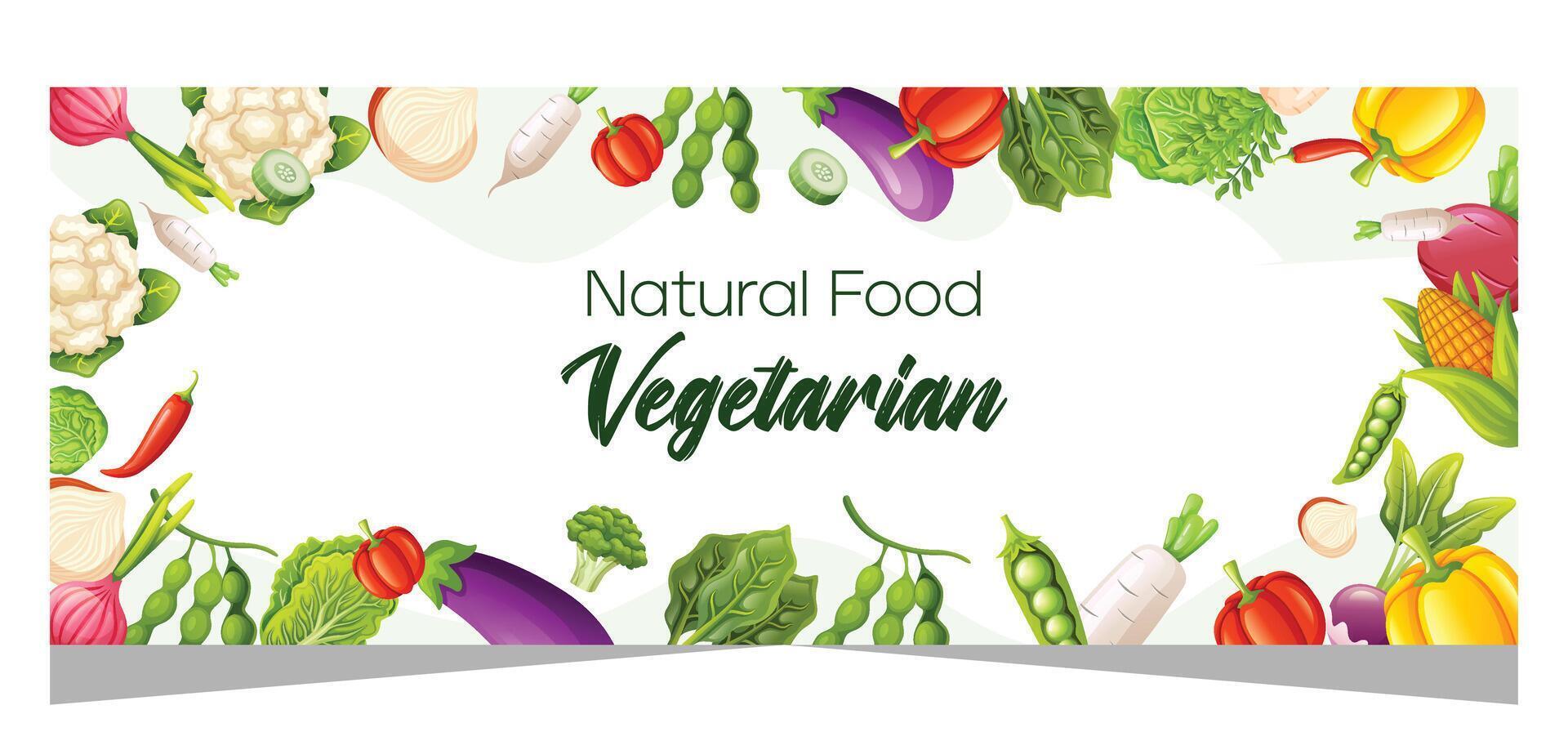gesund Vegetarier Essen Banner Vorlage Design vektor