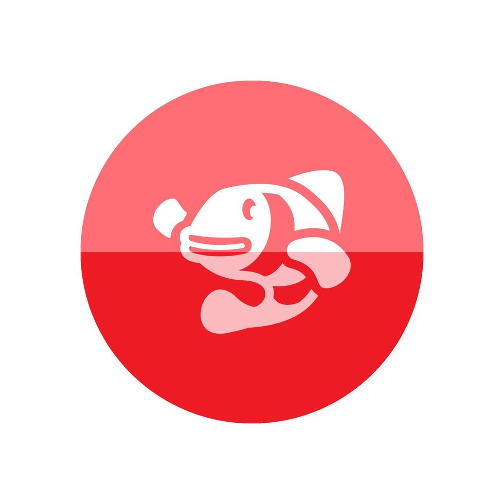 clown fisk ikon i platt Färg cirkel stil. djur- hav förtjusande strand korall rev vektor