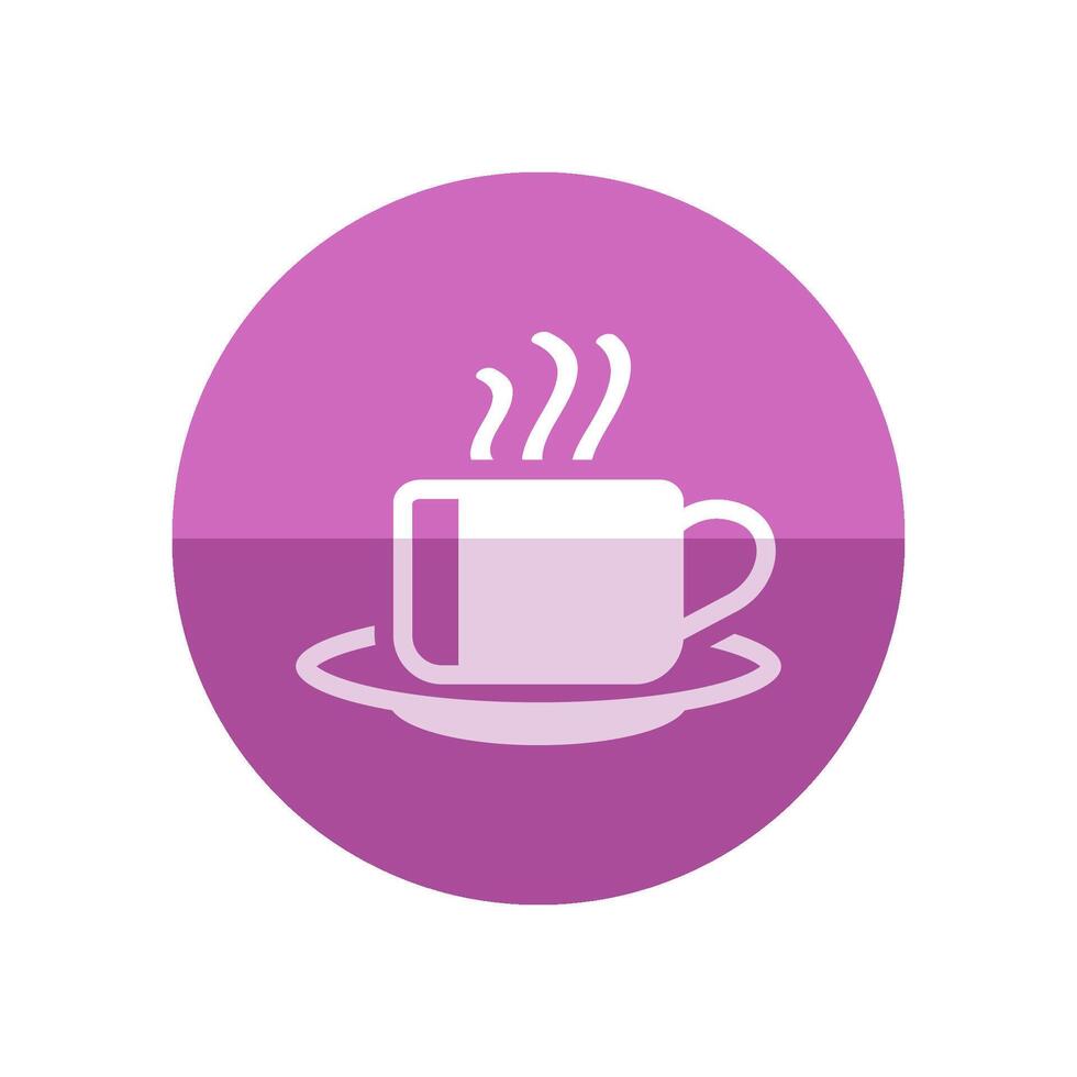 Kaffee Tasse Symbol im eben Farbe Kreis Stil. Essen Getränk trinken Frühstück heiß Dampf Tee Espresso vektor