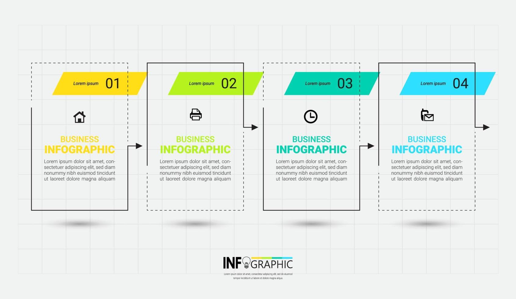4 Schritte Zeitleiste Infografik Designvorlage vektor