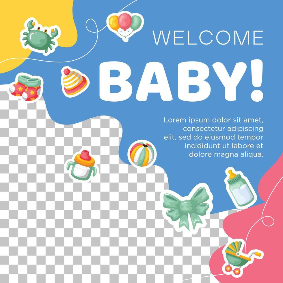 mall hand dragen bebis meddelande bakgrund design vektor