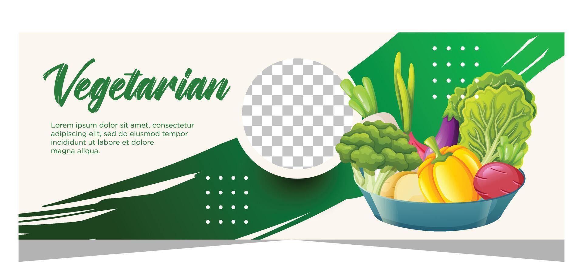 gesund Vegetarier Essen Banner Vorlage Design vektor