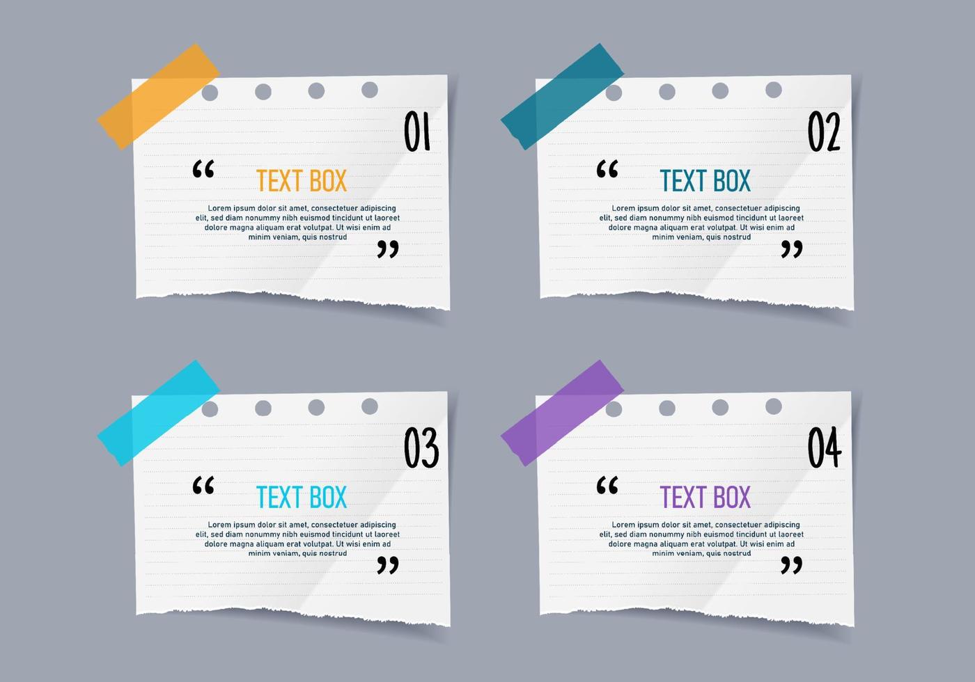 Textbox-Design mit Notizzetteln vektor