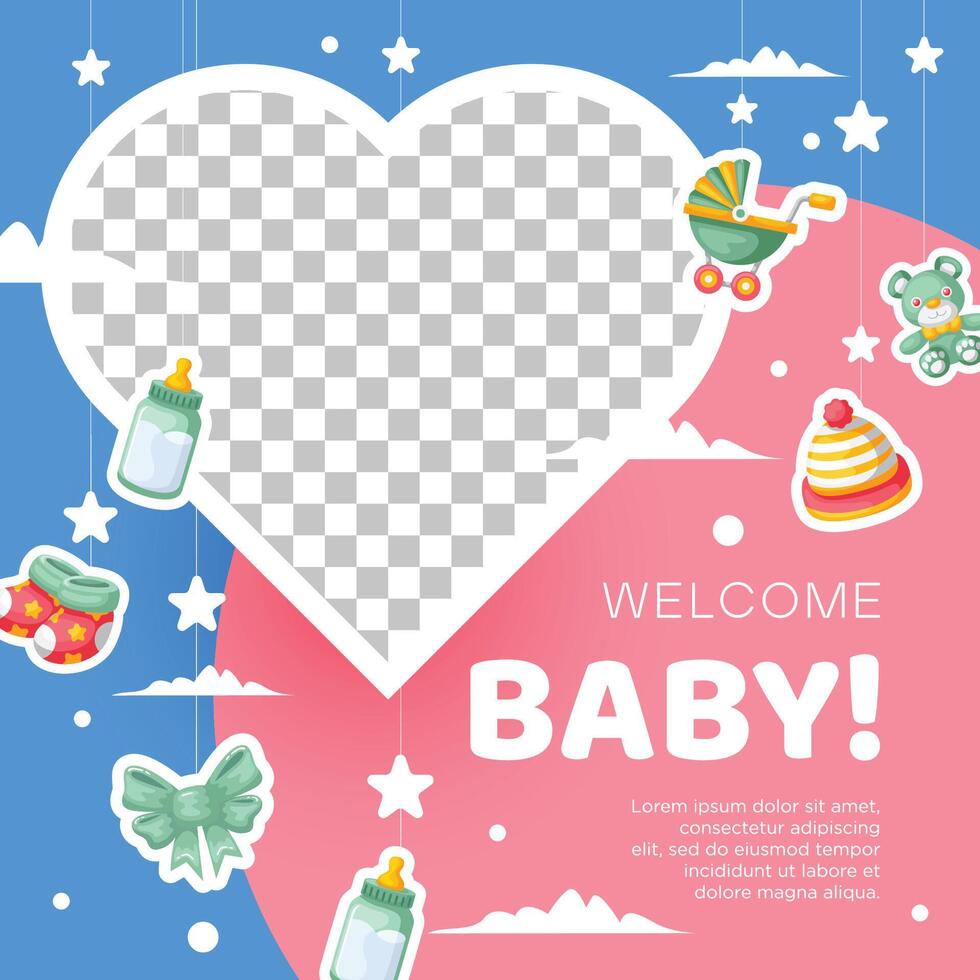Vorlage Hand gezeichnet Baby Ankündigung Hintergrund Design vektor