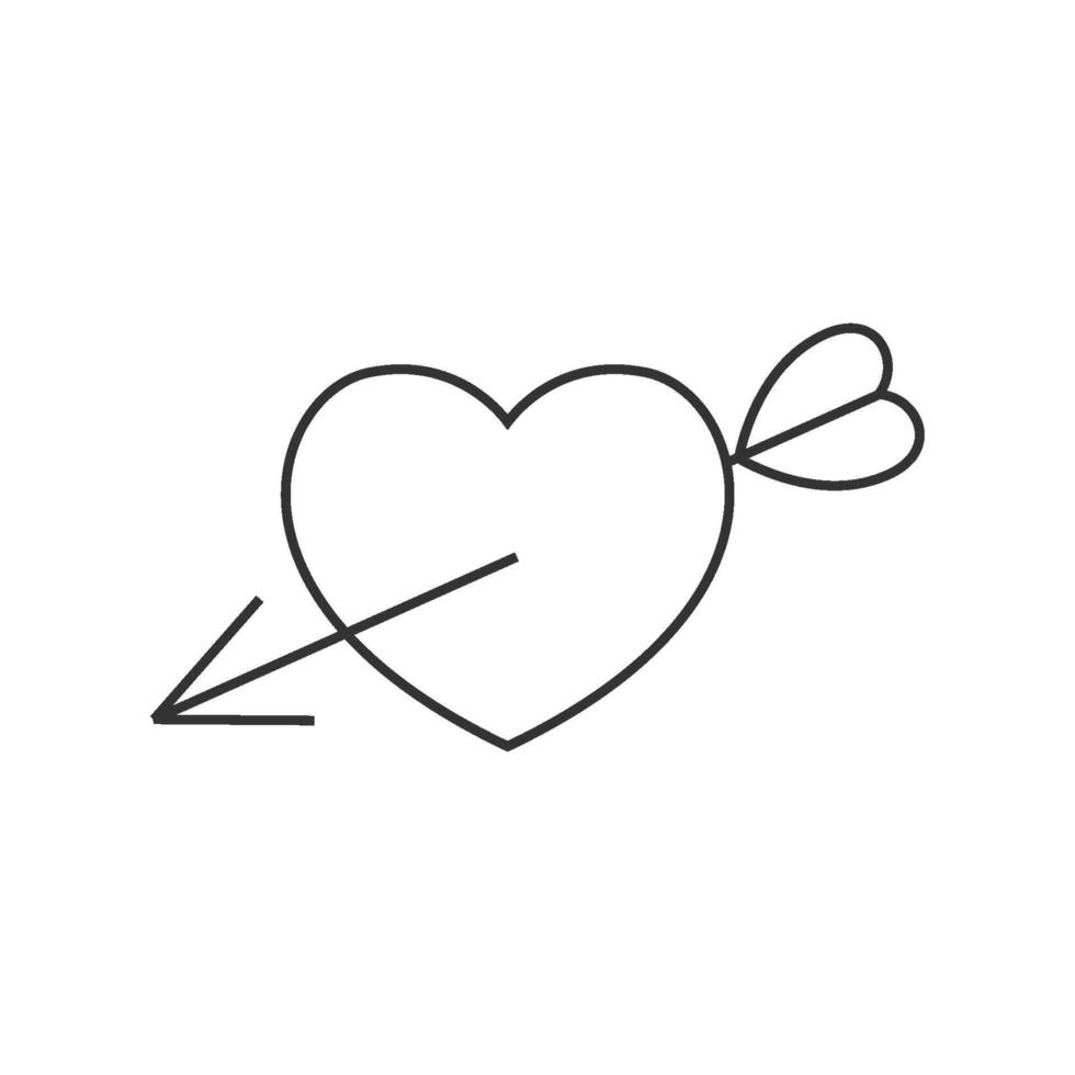 pil hjärta ikon i tunn översikt stil vektor