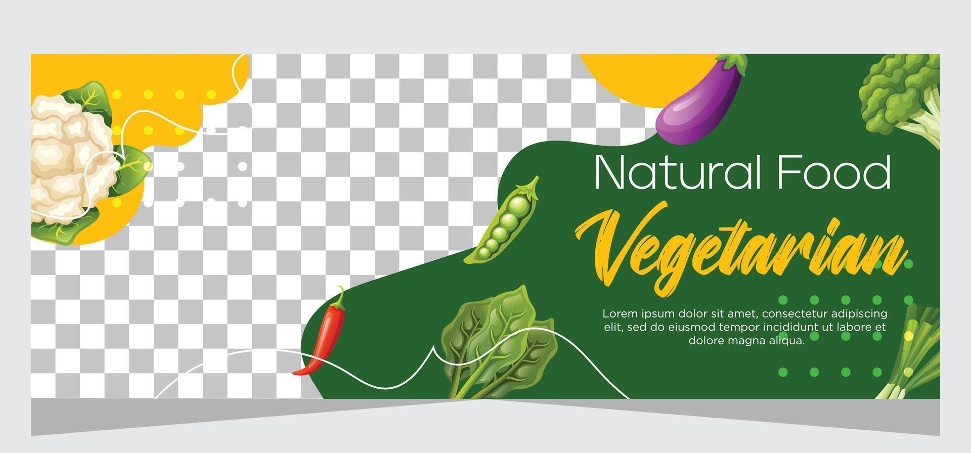 Vegetarier horizontal Banner Vorlage Design vektor