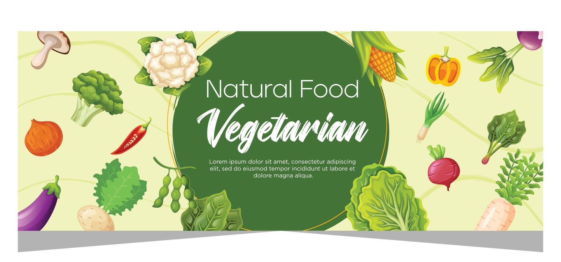 gesund Vegetarier Essen Banner Vorlage Design vektor