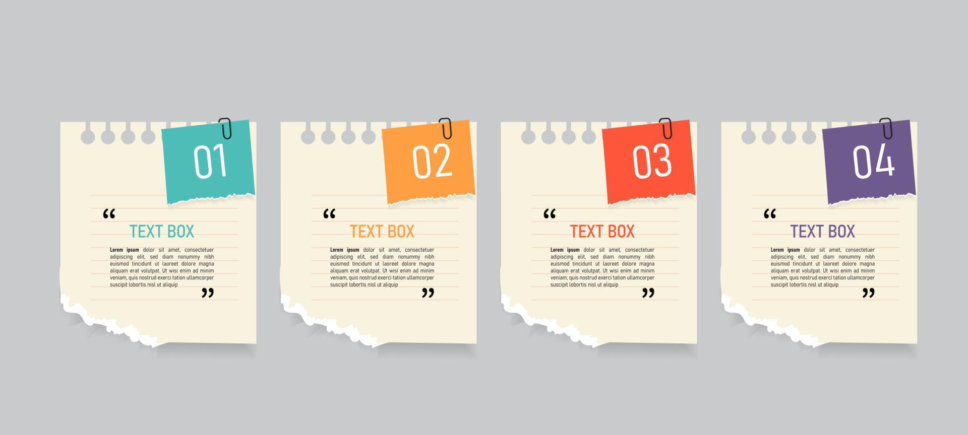 Textbox-Design mit Notizzetteln vektor