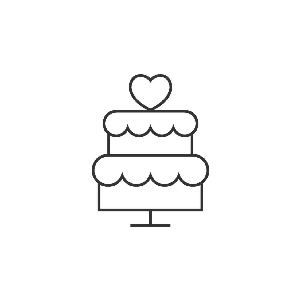 Hochzeit Kuchen Symbol im dünn Gliederung Stil vektor