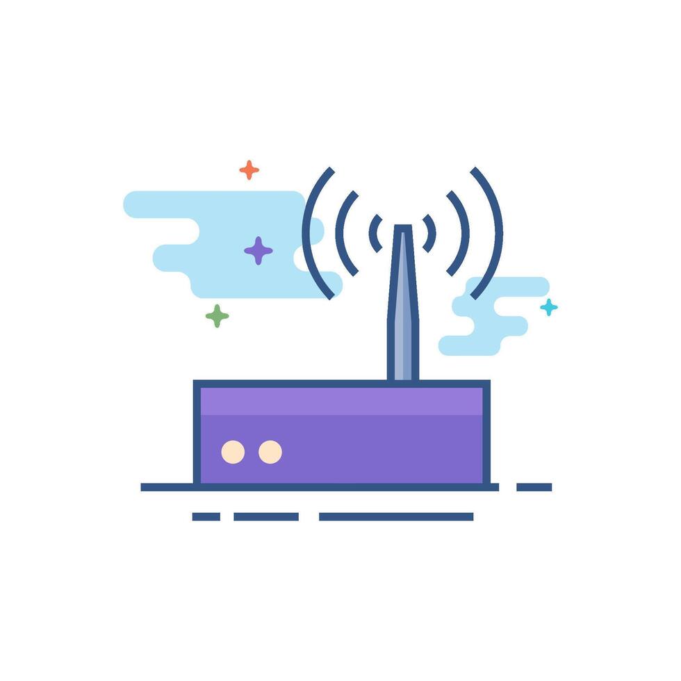 Router Symbol eben Farbe Stil Vektor Illustration