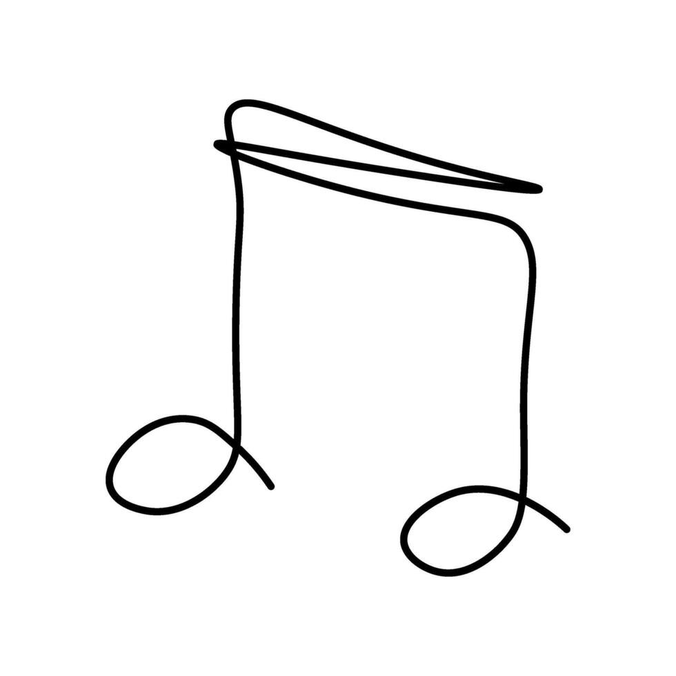 ett kontinuerlig linje teckning av musik notera. minimalistisk musik symbol eller logotyp vektor