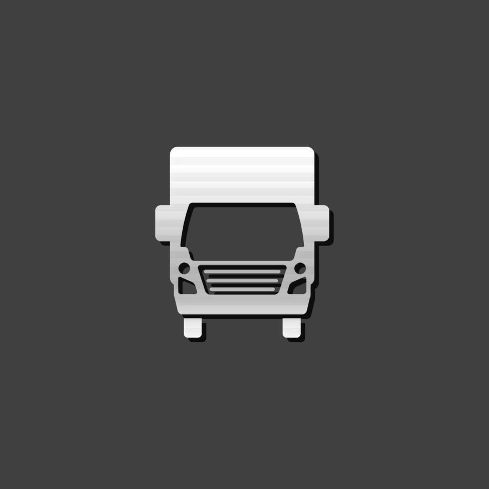 militär lastbil ikon i metallisk grå Färg stil.krig transport. vektor
