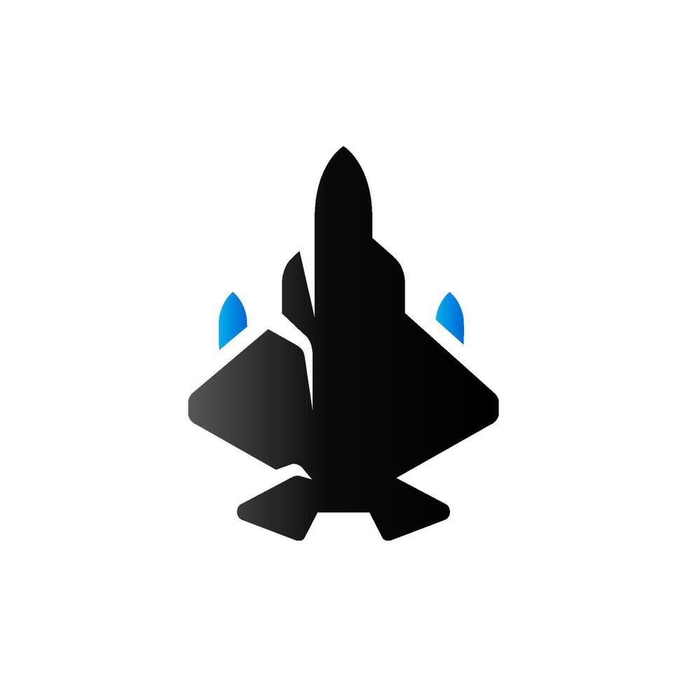 Kämpfer Jet Symbol im Duo Ton Farbe. Flugzeug Militär- Attacke vektor