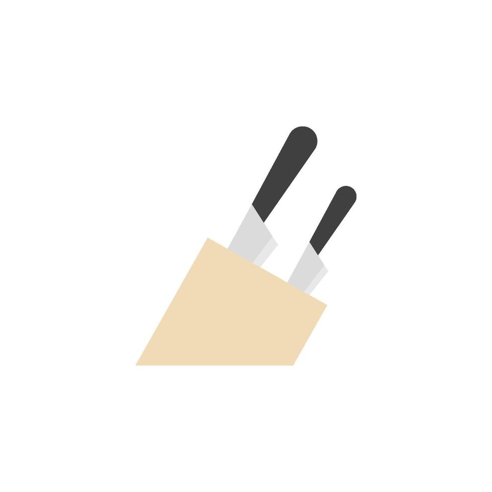 kniv hållare ikon i platt Färg stil. trä- blockera kök uppsättning kock verktyg vektor