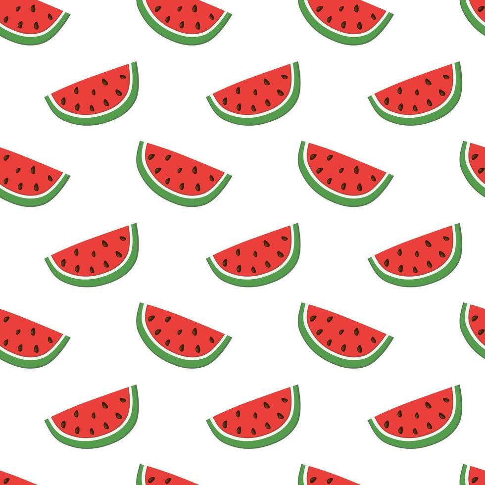 nahtlos Muster mit Wassermelone Scheibe. Sommer- Obst drucken Design zum Postkarte, Verpackung Papier, Textil, Hintergrund. Vektor eben Illustration.
