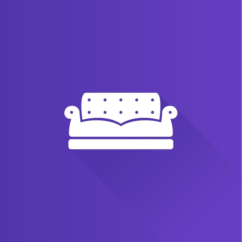 Couch eben Farbe Symbol lange Schatten Vektor Illustration