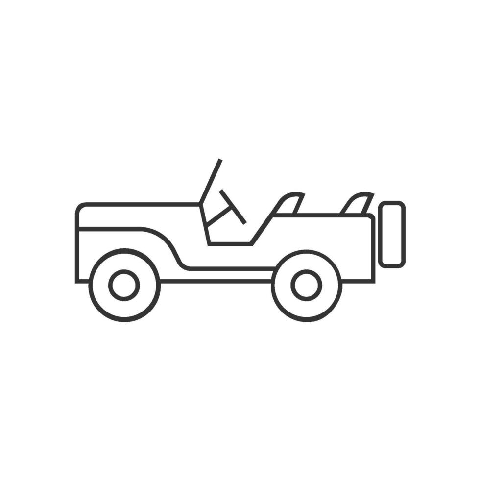 Militär- Fahrzeug Symbol im dünn Gliederung Stil vektor