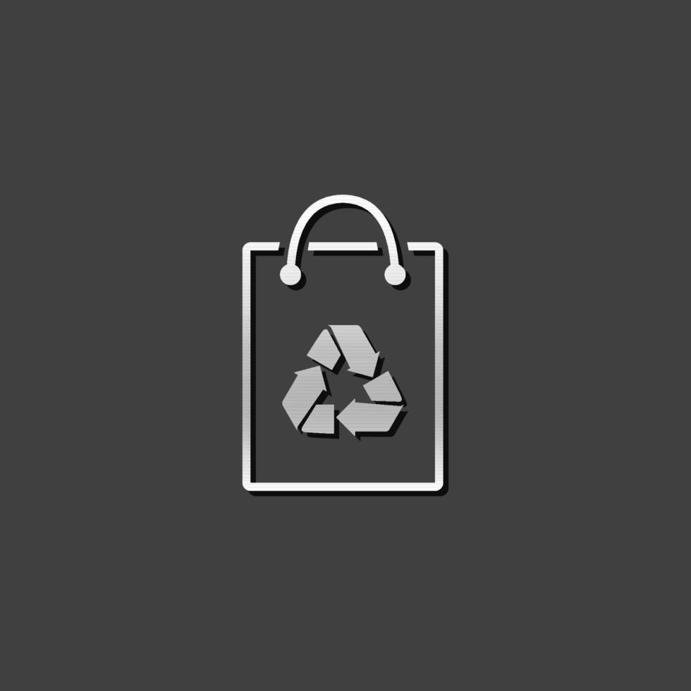 recyceln Symbol Symbol im metallisch grau Farbe Stil. Umgebung gehen Grün Papier Tasche vektor