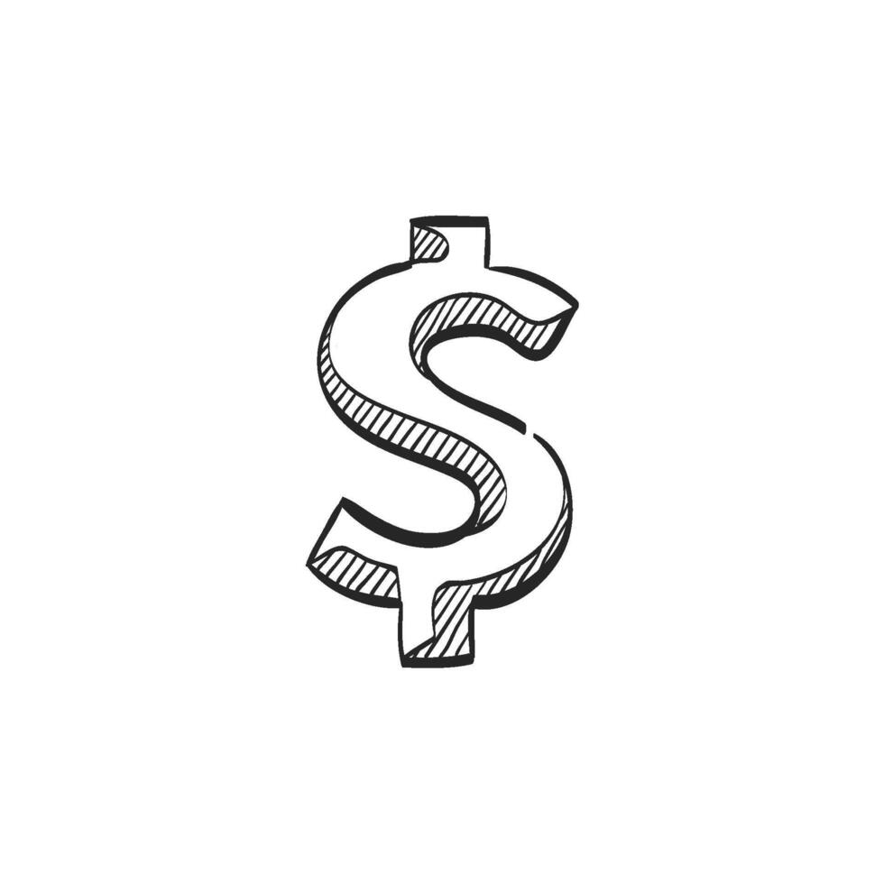 Hand gezeichnet skizzieren Symbol Dollar Zeichen vektor