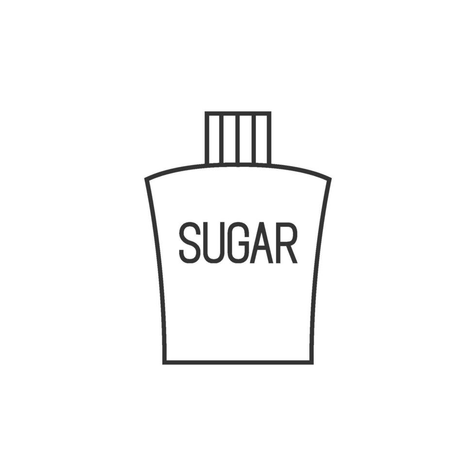 Zucker Verpackung Symbol mit Kreuz Zeichen im dünn Gliederung Stil vektor