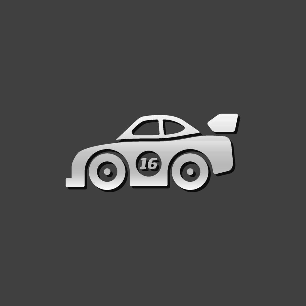 lopp bil ikon i metallisk grå Färg stil. sport bil- samling vektor