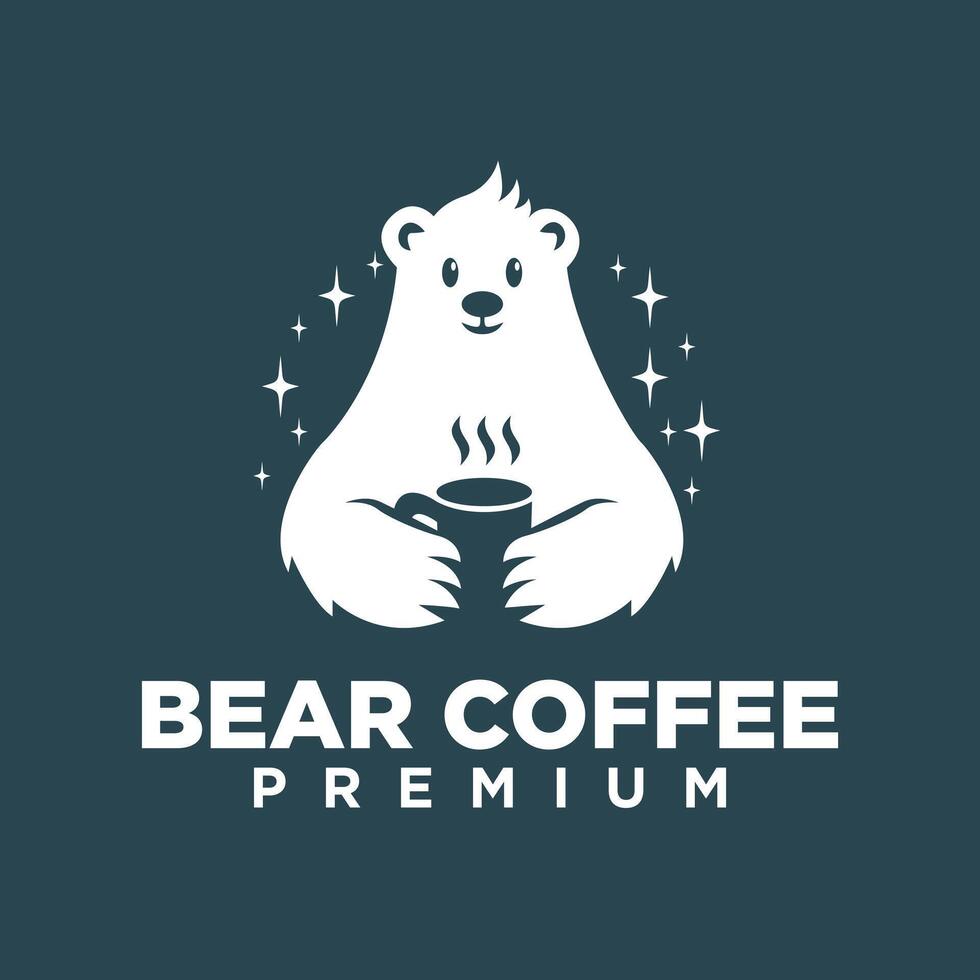 Polar- Bär Kaffee Logo Symbol Illustration Design vektor