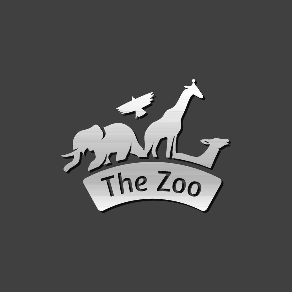 Zoo Port ikon i metallisk grå Färg stil. djur- parkera parkera vektor