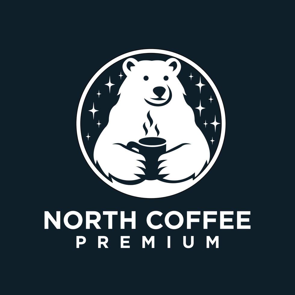 Polar- Bär Kaffee Logo Symbol Illustration Design vektor