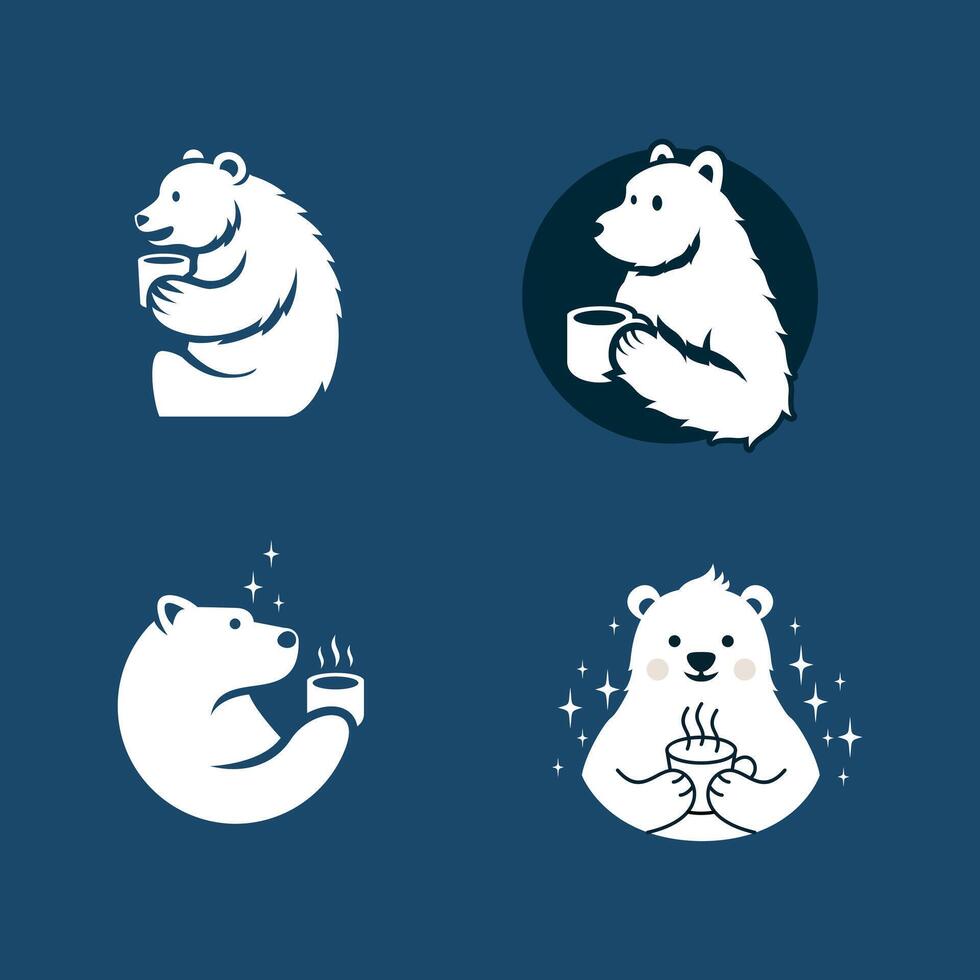 Polar- Bär Kaffee Logo Symbol Illustration Design vektor