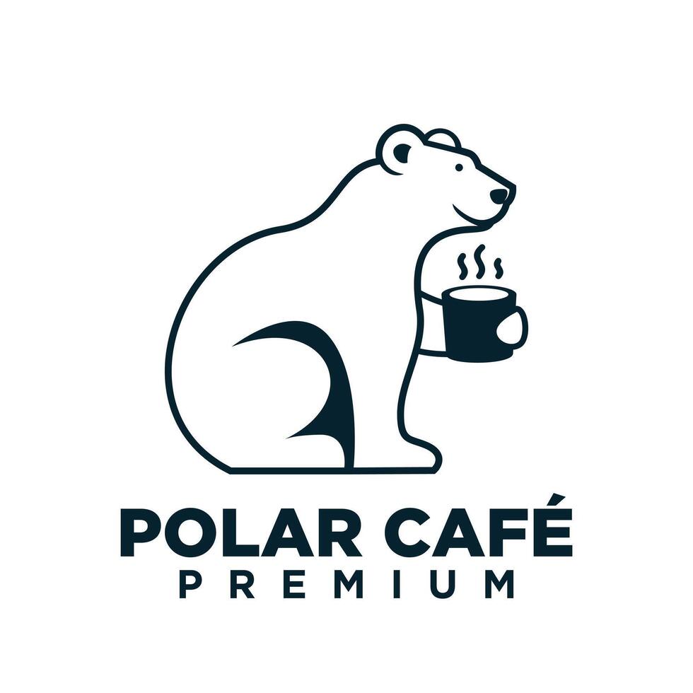 Polar- Bär Kaffee Logo Symbol Illustration Design vektor